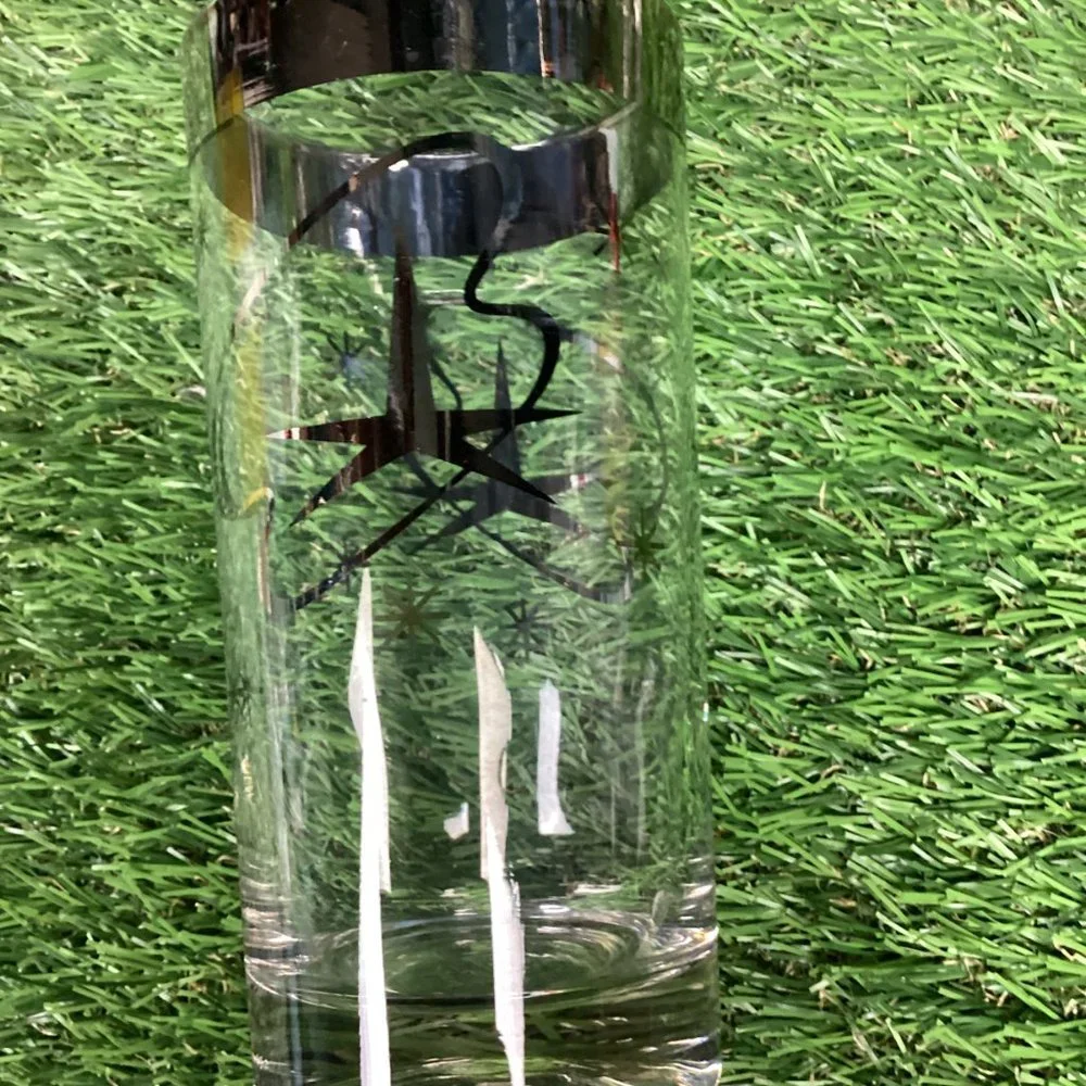 Vintage Atomic Highball Glasses with Silver Star and Streamer Design